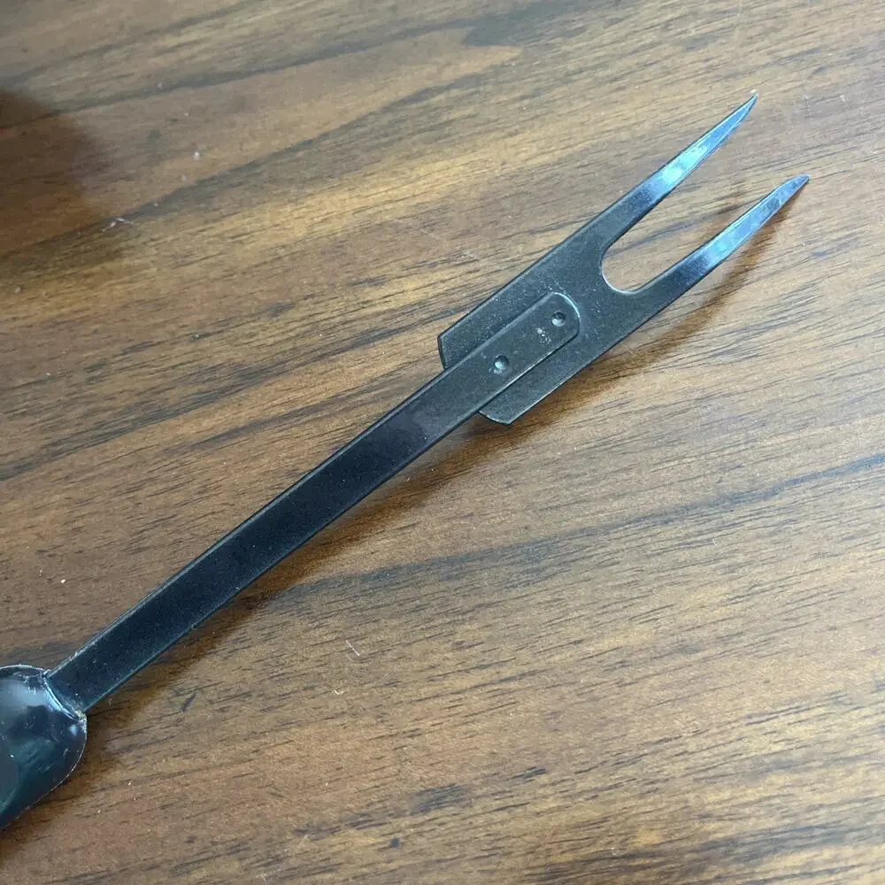 Black Metal with Plastic Handle Ladle And Serving Fork Set Kitchen Chef Adulting